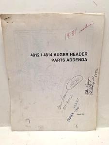 USED OLD STOCK VERSATILE 4812 / 4814 AUGER HEADER PARTS ADDENDA AUG 1985 - Bild 1 von 3