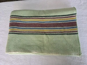 Vintage Mac Ausland's Woollen Mills 100% Wool Blanket Made In Canada Green  - Picture 1 of 9