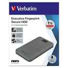 Verbatim Executive Fingerprint Secure Portable Hard Drive Hdd Usb-C 1Tb/2Tb