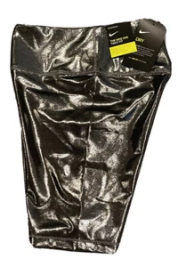 Nike One Tight Fit Mid Rise 7 Inch Inseam Shimmer Silver CZ1143 010 Womens XS - Picture 1 of 5