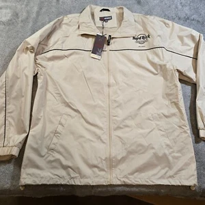 KENPO Windbreaker Jacket Size XXL Beige Mesh Lining Full Zip Biloxi MS Hard Rock - Picture 1 of 10