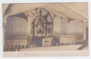 MITCHELL SD RPPC INTERIOR VIEW OF PIPE ORGAN FIRST M.E. CHURCH DATED 1911 - Picture 1 of 2