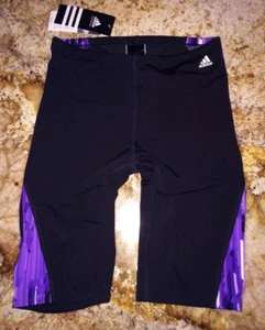 ADIDAS Drop Crystals Black Purple White Swim Jammer Shorts NEW Mens Waist Sz 30 - Picture 1 of 3