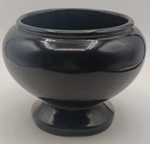 Frankoma Black Pedestal Vase #22 4 in Tall 5 in Wide - Picture 1 of 6