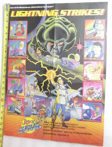 Vintage Mattel Jayce Wheeled Warriors Cartoon Figure POSTER comic on back,V Cover