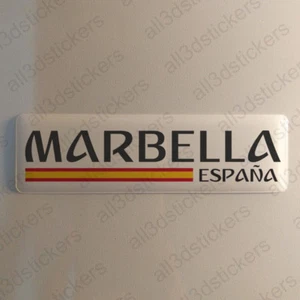 Marbella Spain Sticker 4.70x1.18" Domed Resin 3D Flag Vinyl Stickers Decal - Picture 1 of 1