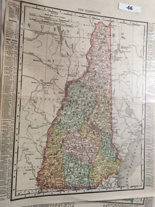 (-66) Large 1898 Maps of New Hampshire & Maine, Great for Framing, Excellent+ - Picture 1 of 1