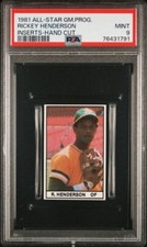 1981 All-Star Game Program Rickey Henderson Inserts-Hand Cut HOF PSA 9