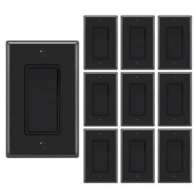 10 Pack Decora Light Switch Black, Single Pole Paddle Rocker,15A 120V/277V - Image 1 of 4