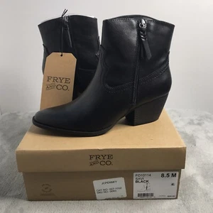 Frye and Co Booties Womens Size 8.5M Black Savi Stacked Heel Booties New In Box - Picture 1 of 13