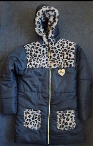 Betsey Johnson Black And Leopard Print Coat Jacket Girls Size XL (14/16) Unisex - Picture 1 of 9