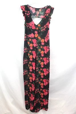 Mono Tracey Reese Plenty Pierna Ancha Talla XS Negro Floral Volantes Bolsillos en la Espalda en V Foto 1 de 4