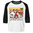 Angry Birds Official Retro Red Stripes 3/4 Sleeve Raglan Tee for Boys & Girls
