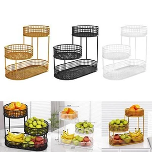 Fruit Basket Bowl Space Saving Wrought Iron Fruit Stand Counter Serving Bowl - Picture 1 of 20