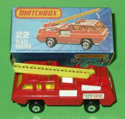 Matchbox Superfast / 22 Blaze Buster Fire Engine + White Interior in Type K Box - Image 1 of 4