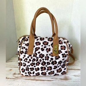 Betsey Johnson leopard print satchel quilted shoulder bag crossbody purse animal - Picture 1 of 16