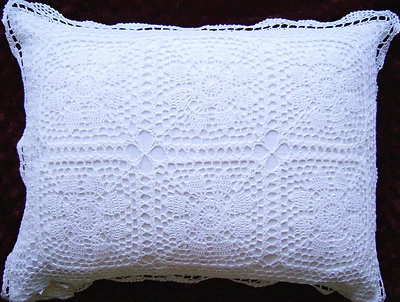 Vintage 100% cotton Handmade Crochet Lace Sham Cover White/Ecru Home Decor - Image 1 of 3
