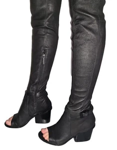 Mimco almost new Black Leather High Thigh Boots Heels Shoes Size 39.... - Picture 1 of 8