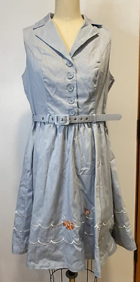 Vestido retrô Her Universe Disney Pixar Finding Nemo L Dori Marlin azul usado - Imagem 1 de 4