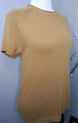 H by Halston Women's Sweatshirt Top Gold Brown Short Slv Cotton Autumn Small  - Image 1 of 4