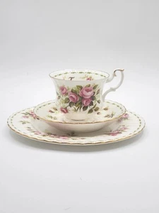 June Roses Trio Set VTG Flower of the Month Series Royal Albert England - Picture 1 of 15