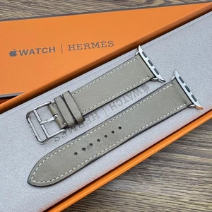 Bracelet Apple Watch Hermès Etoupe cuir 38 mm 40 mm 41 mm 42 mm bracelet tour simple JPN - Photo 1 sur 8