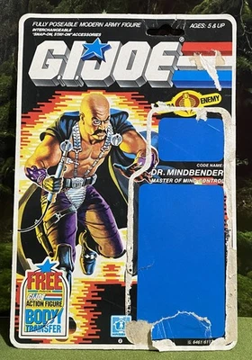 Vintage 1986 G.I. Tarjeta de archivo Joe DR. MINDBENDER v1 completa SIN CORTAR posterior GI Cobra ARAH Foto 1 de 2