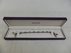 Silber Weide Sterlingsilber lila farbiges Glas Armband und Ohrstecker - Bild 1 von 16