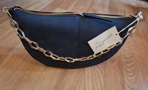Universal Thread Women's Slouched Black Half Moon Metallic Strap Shoulder Bag - Picture 1 of 17