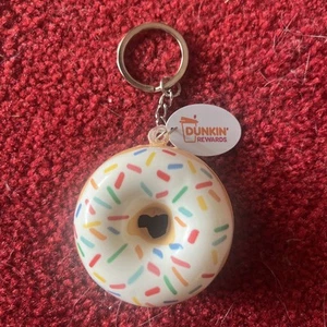 New Dunkin Donuts Keychain Squishy White Icing With Sprinkles - Picture 1 of 2