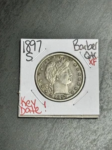 1897 S Barbero Plata Cuarto Cena Resistente XF Extra Fina Moneda Fecha Clave (Raw16906) - Imagen 1 de 2