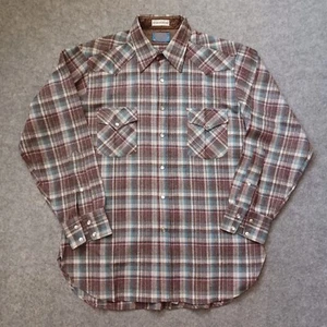 Vtg Pendleton Shirt Men Large Brown Blue High Grade Western Wear Pearl Snap Wool - Picture 1 of 20