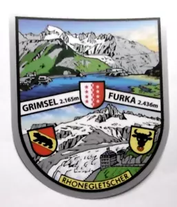 Souvenir-Aufkleber Rhonegletscher Grimsel Pass Furkapass Wallis Bern Uri Schweiz - Bild 1 von 1
