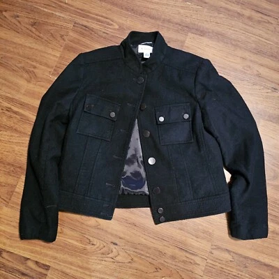 Talbots Womens Blazer Black Jacket Stretch Fabric Made in Italy Wool Sz 6 - Image 1 of 4