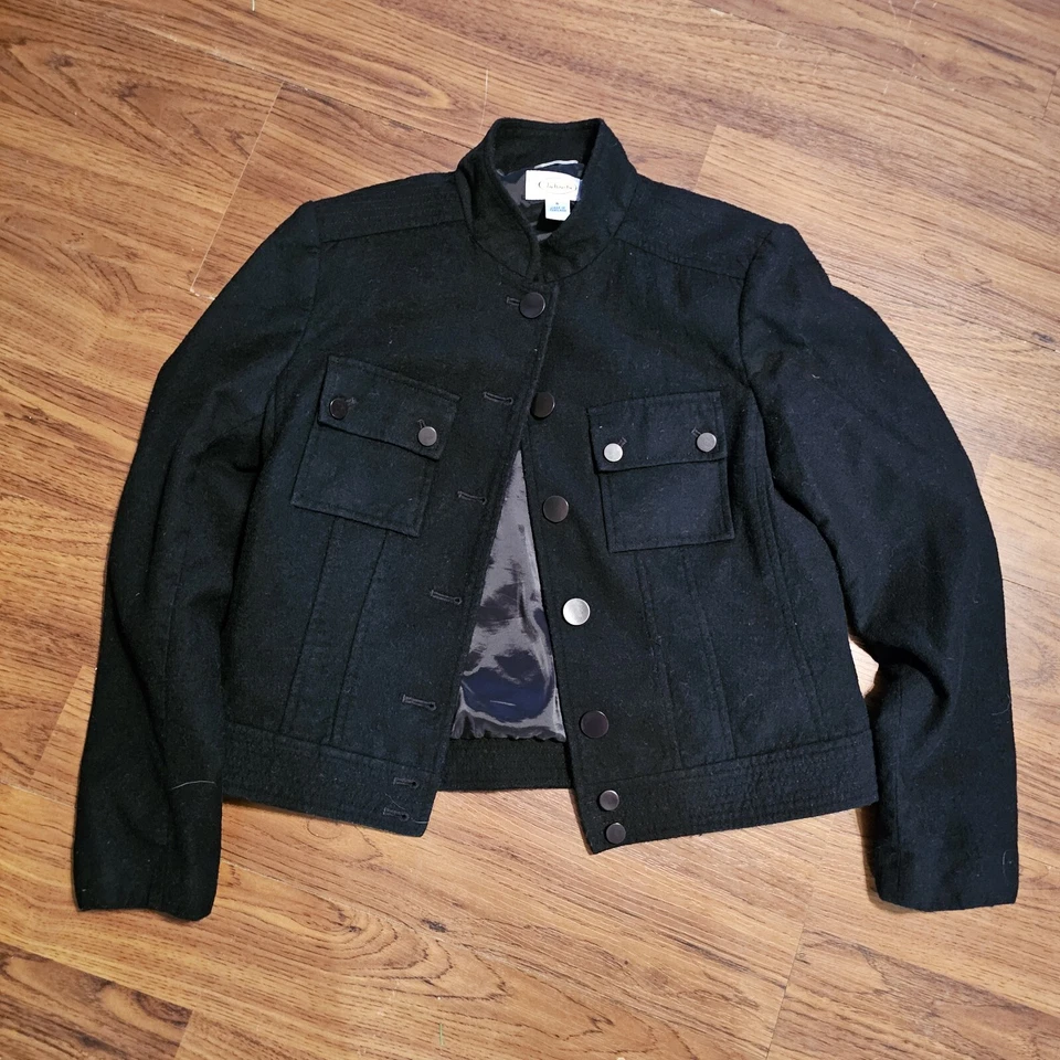 Talbots Womens Blazer Black Jacket Stretch Fabric Made in Italy Wool Sz 6 - Image 1 of 4