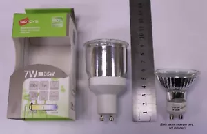1x 7W (=35W) Sencys Long Barrel Neck GU10 CFL Reflector 2700K Light Bulb Lamp - Picture 1 of 4
