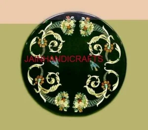 Mesa central de comedor de mármol negro de 15"" con incrustación de mosaico antiguo k24 - Imagen 1 de 5