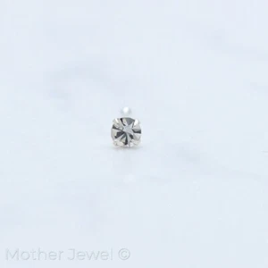 20G REAL SOLID 925 STERLING SILVER 2MM SIMULATED DIAMOND NOSE BALL END STUD BONE - Picture 1 of 3