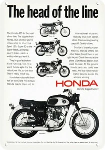 1966 HONDA 450 & Super Hawk & Sport 160 Motorcycle DECORATIVE REPLICA METAL SIGN - Picture 1 of 1