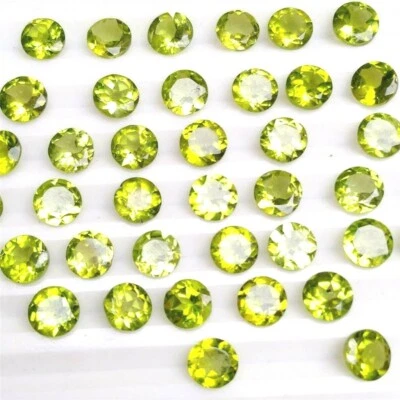 Großhandel Viele 4mm Rund Facette Schliff Peridot Lose Kalibriert Edelstein - Bild 1 von 4