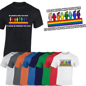 Be Careful Who You Hate Camiseta Gay Arco Iris Orgullo Mes Igualdad de Derechos Regalo Unisex - Imagen 1 de 22