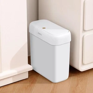Small Bathroom Trash Can With Lid 2.7 Gallons Slim Plastic Garbage Bin With Popu - Picture 1 of 9