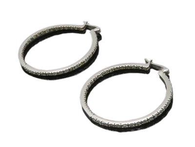 Pendientes de aro redondos de topacio brillante de plata de ley 925 EG8381 Foto 1 de 4