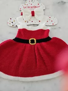 MRS CLAUS VESTITO BAMBINO ALL'UNCINETTO TAGLIA 0-6 MOS SO DORABLE - Foto 1 di 6