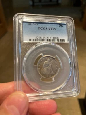 1875-S 20c Twenty Cent Piece San Francisco Type Coin Choice Very Fine NGC VF25 - Image 1 of 4