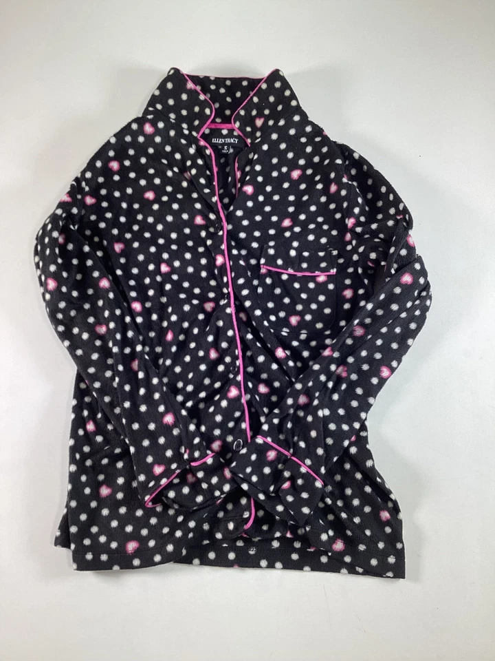 Womens Ellen Tracy Black White Polka Dot Long Sleeve Pajama Top Small EUC - Image 1 of 4