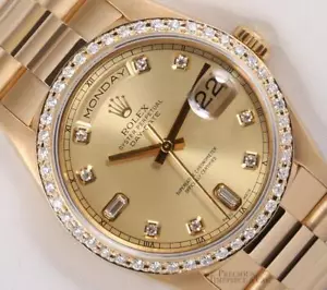 Rolex Day-Date President 18 Karat Gold 18038-Champagner Diamant Zifferblatt-Diamant Lünette - Bild 1 von 9