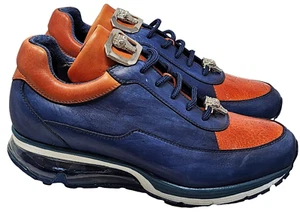 Belvedere shoes E01/Flash Men's Blue/Orange Leather & Ostrich Size 8 - Picture 1 of 11