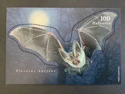 Suiza 2012 Murciélago Marrón Repujado Mini Hoja Sello MNH Foto 1 de 2