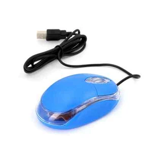 MINI OPTISCHE MAUS MIT KABEL KABEL KABEL LED LICHT TRAGBAR USB FÜR PC NOTEBOOK BLAU - Bild 1 von 1